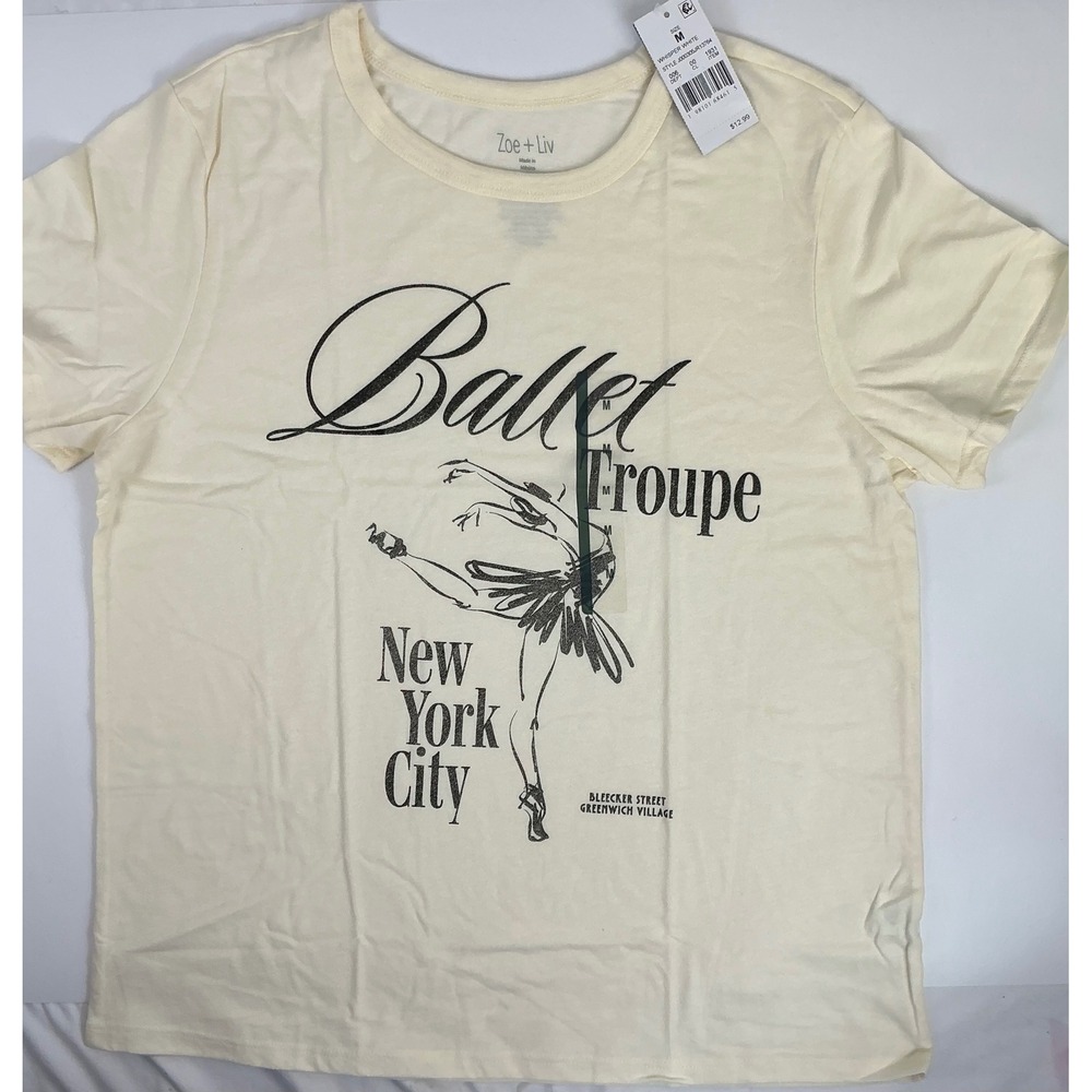 Zoe+Liv Ballet Troupe New York‎ City Graphic T-Shirt Medium White Tee